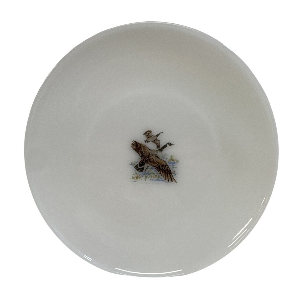 Fire-King Canada Goose Milk Glass Dinner Plate White 9 inch